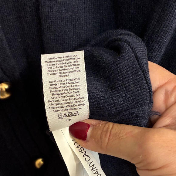 NWT Free Assembly Classic Navy Women's Sweater with Gold Buttons Sz L - Picture 13 of 14